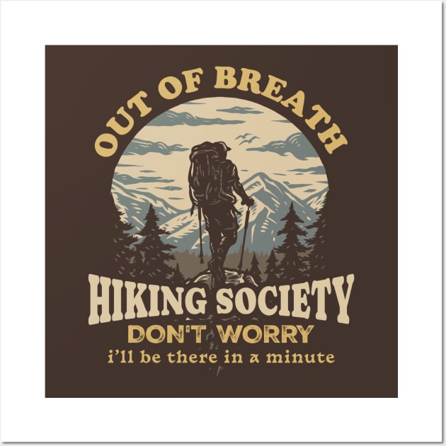 Out of breath hiking society  - retro illustration Wall Art by SUMAMARU